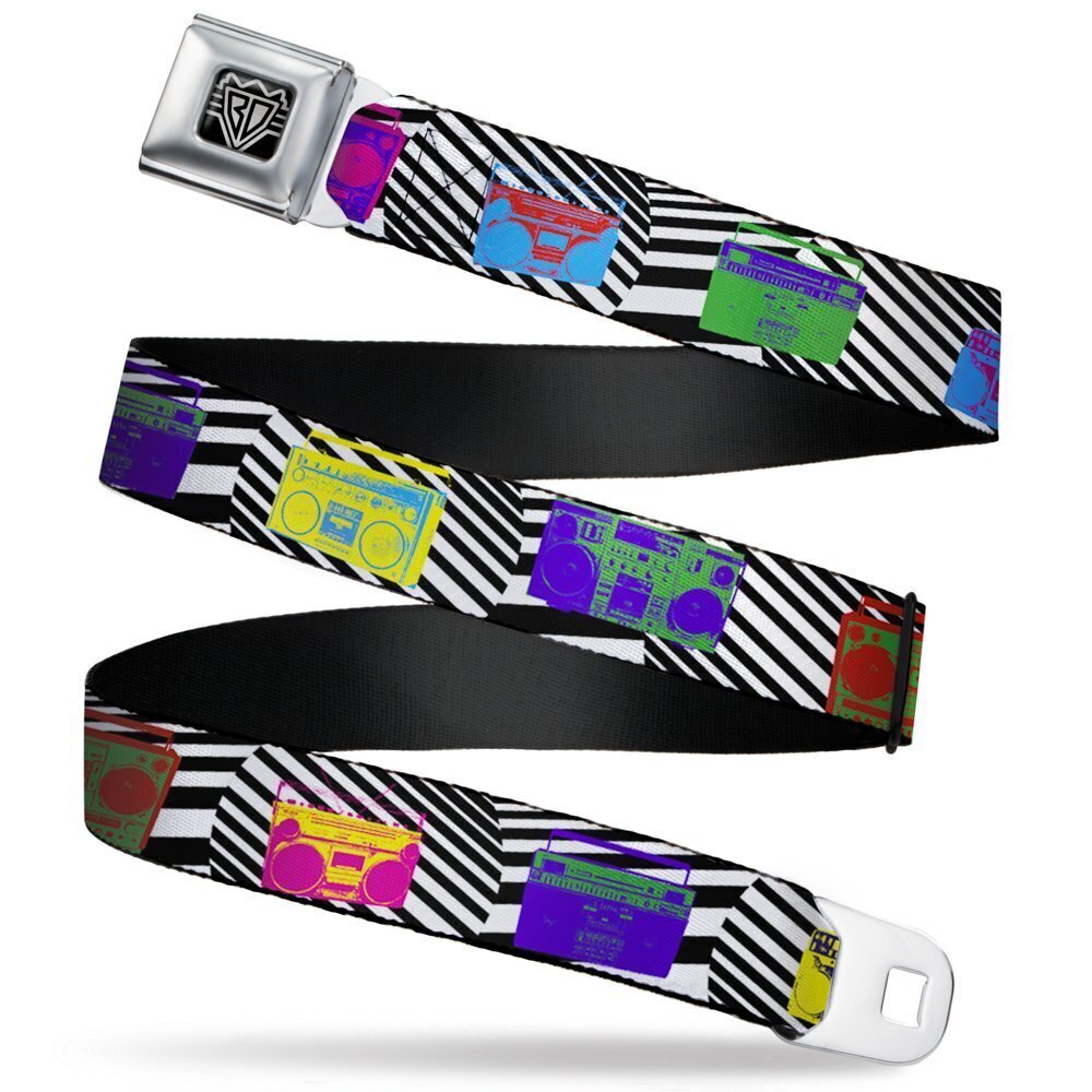 2265 Seatbelt Belt - Eighties Boomboxes - 1.0" Wide - 20-36 Inches in